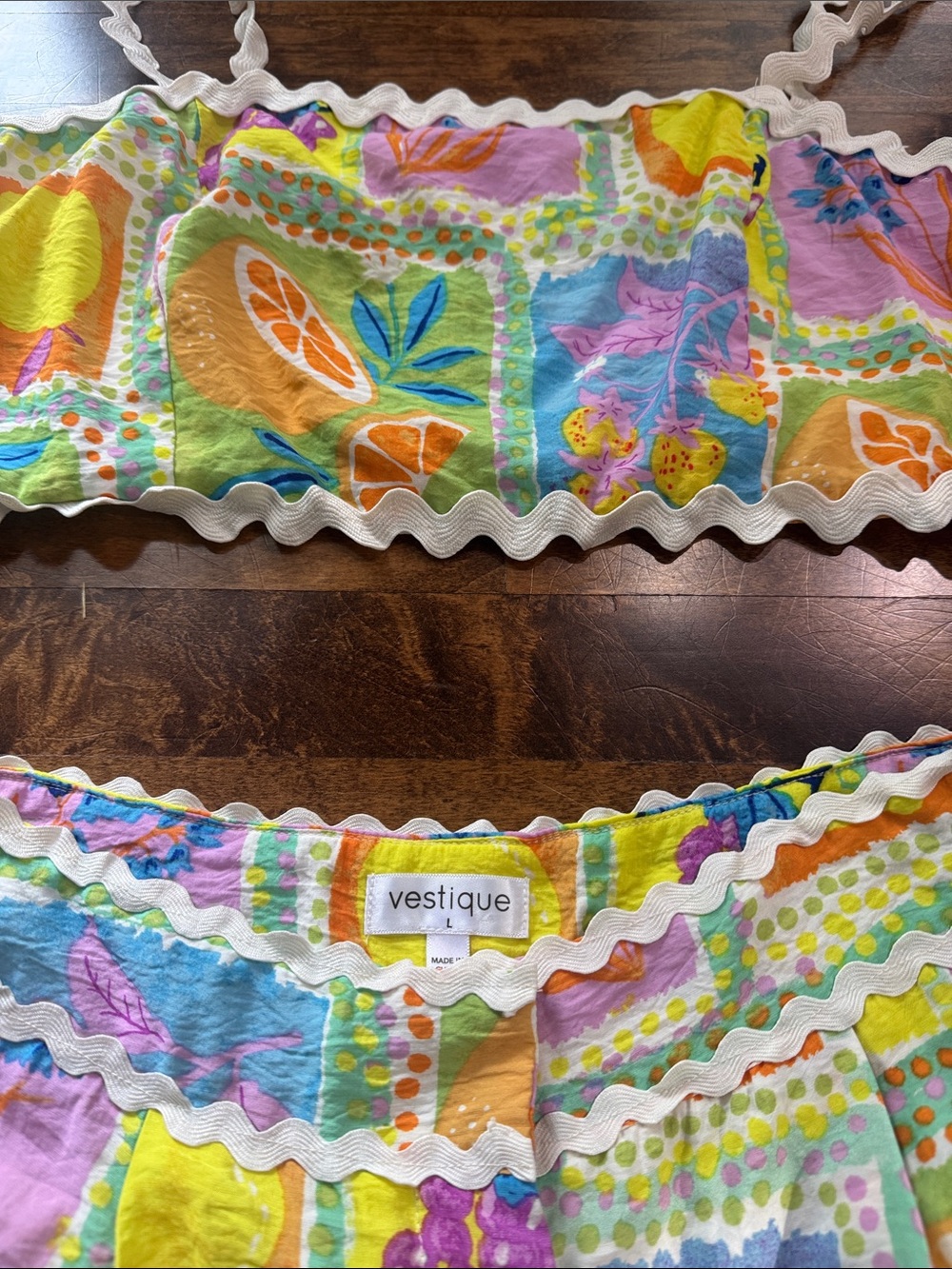 Vestique Tropical Fruit Print Two-Piece Set - Pastel Multi - Fun - Vacation - Picture 3 of 4